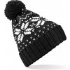 Beechfield Zimná čiapka s nórskym vzorom Fair Isle Snowstar - Čierna / biela