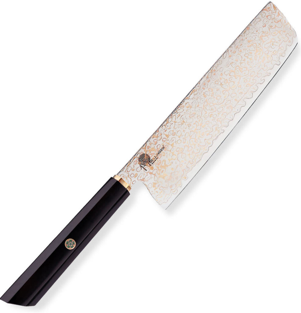Dellinger Kuchyňský nůž Nakiri 180 mm Resin Black Gold Damascus