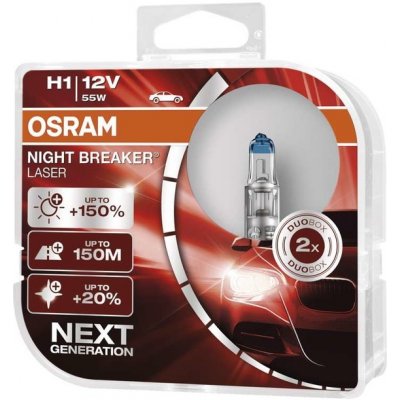 Autožiarovka OSRAM H1 55W 12V 64150 NBL, 2ks Night Breaker Laser P14,5s