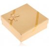 Šperky eshop darčeková krabička zlatý na šperky, vzhľad tkaniny, mašľa Y49.11