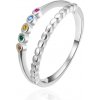 Agato Dvojitý stříbrný prsten s barevnými zirkony AGT-R48C Obvod: 58 mm