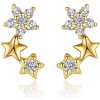 For Silver Pozlátené náušnice so zirkónovými hviezdami - Striebro 925