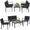 Sada oceľového záhradného nábytku so pohovkou, 2 kreslami a kávovým stolíkom - čierna 41043 OM-259027