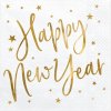 Party Papierové servítky Happy New Year biele so zlatými hviezdami 33x33 cm