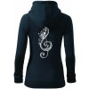 Husľový kľúč kvety - Mikina dámska trendy zipper s kapucňou - XS ( Tmavomodrá (veľmi tmavá - skoro čierna) )