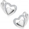 Šperky eshop - Kĺbové náušnice - striebro 925, lesklé srdiečko v trblietavej zirkónovej kontúre G23.31