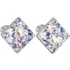 Evolution Group strieborné náušnice kôstka s kryštálmi Swarovski fialový kosoštvorec 31169.3