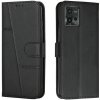 Peňaženkové kožené puzdro Calf Texture na Motorola Moto G72 - Čierna