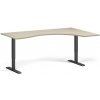 Ergonomický výškovo nastaviteľný stôl, 180x120 cm, 1 motor, L/P, čierna podnož, dub prírodný
