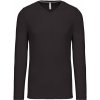 Pánske tričko Kariban dlhý rukáv V-neck - tmavo sivé, M