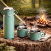 Termoska 400 ml s 3 pohármi zelená (Cestovná termoska z nehrdzavejúcej ocele s CLICK uzáverom a 3 pohármi na kávu a čaj)