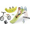 Set šmykľavka s dvojitou vlnou a balančné odrážadlo Toboggan Life Smoby dĺžka šmyku 200 cm s vodotryskom a obojstranná hojdačka s návlekmi na topánky