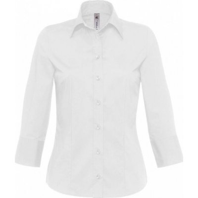 B&C Milano/women Popelin Shirt 3/4 sleeves biela