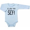 Body dlhý rukáv s vtipným textom Baby Nellys Já jsem tady ŠÉF!