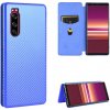 Peňaženkové Carbon puzdro na Sony Xperia 5 - Modrá