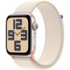 Chytré hodinky Apple Watch SE 44mm Hviezdne biely hliník s hviezdne bielym prevliekacím športovým remienkom (MRE63QC/A)
