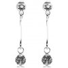 Šperky eshop - Strieborné náušnice 925, čiry krištáľ Swarovski, palička, oceľovo sivá guľôčka PC15.13