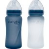 Everyday Baby sklenená fľaša s termo senzorom 240 ml, Blueberry
