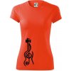 Husľový kľúč gitara - Dámske Fantasy športové (dresovina) - L ( Neónová oranžová )
