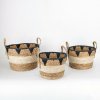 Eurolamp | SADA 3x Slamený košík béžová/čierna 27x20/30x22/36x28 cm | EU0537