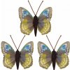 Motýlik hnedo-modro-zelený so štipcom 4,5 x 4,5 cm/ 3 ks