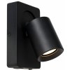 Lucide 09929/06/30 nástenná bodová lampa Nigel 1x5W | LED GU10 | 320lm | 3000K - žiarovka je súčasťou balenia, čierna, nastaviteľná, vypínač na tele