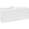 VILLEROY & BOCH Collaro závesná skrinka pod umývadlo na dosku (umývadlo vľavo), 4 zásuvky, s LED osvetlením, 1400 x 500 x 548 mm, White Matt, C117B0MS
