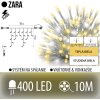 Zara led svetelná záclona vonkajšia flash - 400led - 10m teplá biela/flash prebliknutie studená biela - transparentný kábel