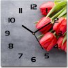 Sklenené hodiny štvorec Červené tulipány 30x30 cm