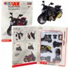 Motocykel na skladanie, krútenie, Kov 1:14 DIY, čierny, zlaté prvky