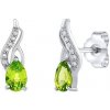 Silvego Strieborné náušnice Lotty s prírodným zeleným olivínom a Brilliance Zirconia FW15429E