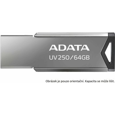 ADATA Flash Disk 128GB UV350, USB 3.2 Dash Drive, tmavě stříbrná textura kov AUV350-128G-RBK