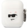 Karl Lagerfeld Pouzdro Karl Lagerfeld KLA2RUNCHH Apple AirPods 2/1 kryt bílý/bílý Silikonová hlava Choupette 3D