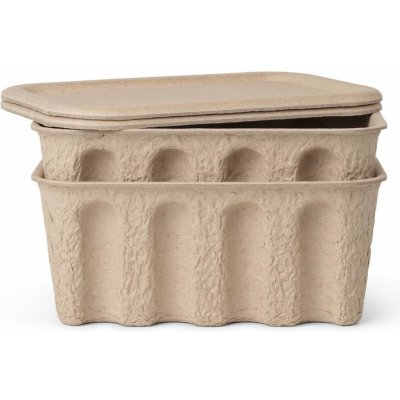 ferm LIVING Úložný box s vekom Paper Pulp Small - set 2 ks