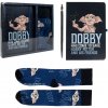 CurePink Dárkový set Harry Potter: Dobby A5 blok propiska ponožky