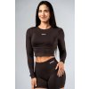 Seamless crop top s dlhým rukávom POWER 892 dark brown NEBBIA Veľkosť: L