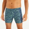 Nabaiji pánske boxerkové plavky 100 Yoko Wave dlhé modré-kaki
