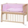 Dětská postýlka Baby Scarlett přírodní s kompletní výbavou - Méďa růžová - 90 x 41 cm