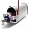 Wiltec US Mailbox strieborná sivá 150 x 513 x 223 mm, americká poštová schránka s vlajkou, nástenná poštová schránka alebo stojaca poštová schránka oceľový americký dizajn
