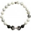 Glosery náramok Zirkónové pazúry, stopery z chirurgickej ocele, lesklý čierny achát a howlite 8mm Obvod zápästia: L 18 cm