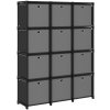 Výstavní police 12 přihrádek s boxy černé 103x30x141 cm textil Černý 322615
