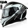 NAXA F32H BLACK WHITE integrálna prilba s 3D clonou, PINLOCK S 55-56