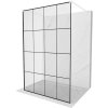 Mexen Kioto, sprchová zástena Walk-In 160 x 200 cm, 8mm sklo čierny vzor, biely profil, 800-160-002-20-77