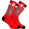 Sneakfreaxx Woof Puppy Socks Red, bavlnené ponožky s nápisom „WOOF“
