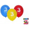 Wiky Balónik nafukovací 30cm - sada 5ks, s číslom 3 WKW009915