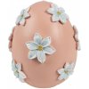 Clayre & Eef Dekorácia ružové vajíčko s bielymi kvetmi - Ø 11*13 cm - Clayre & Eef