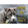 Pozorpes.sk, výstražná tabuľka (Stafordšírsky teriér)
