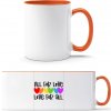TTH Dvojfarebný Hrnček - Dúhový Nápis - All for Love - Biela / Oranžová - Standard - Darčeky PrintEQ - 250ml
