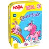 Haba Mini hra v kovové krabici Magický jednorožec Kvarteto (Unicorn Glitterluck Quarters)