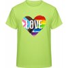 Premium Pride tričko Dúhové srdce Love Limetková